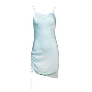 DANNIJO Mini 100% Silk Signature Ruched Slip Dress Ocean Blue